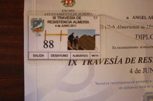Tarjeta control IX Travesía de resistencia Almería 2011
